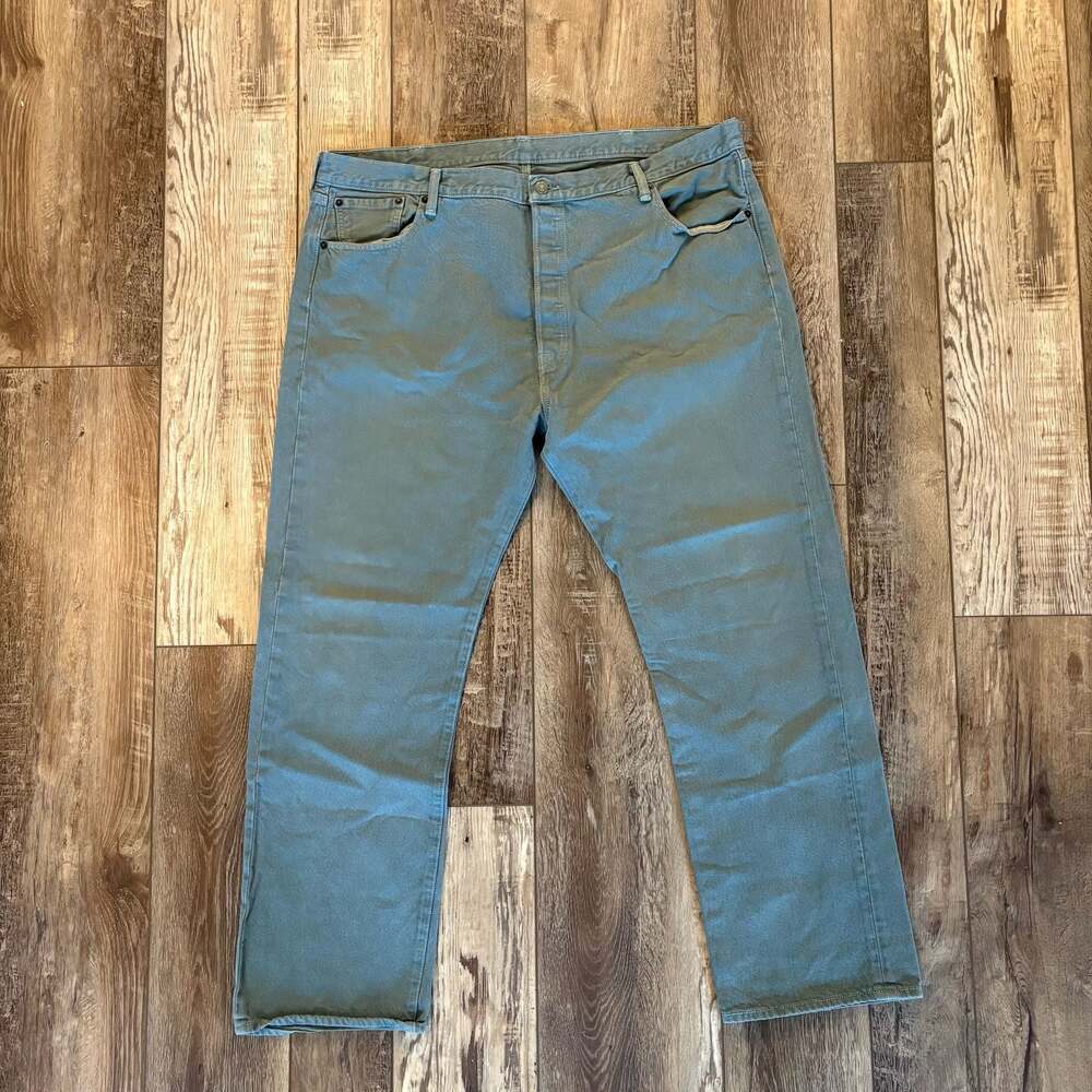 Levi’s 501 Jeans Men 44x32 Sage Green Olive Straight Leg Button Fly